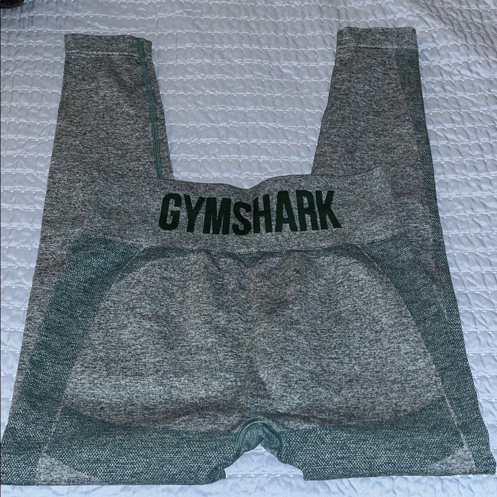 Gymshark Heathered Gray and Forest Green Leggings